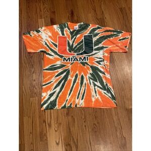 Vintage Joy Athletics Universtiy‎ of Miami Tie Die Shirt Size XL Logo Cotton